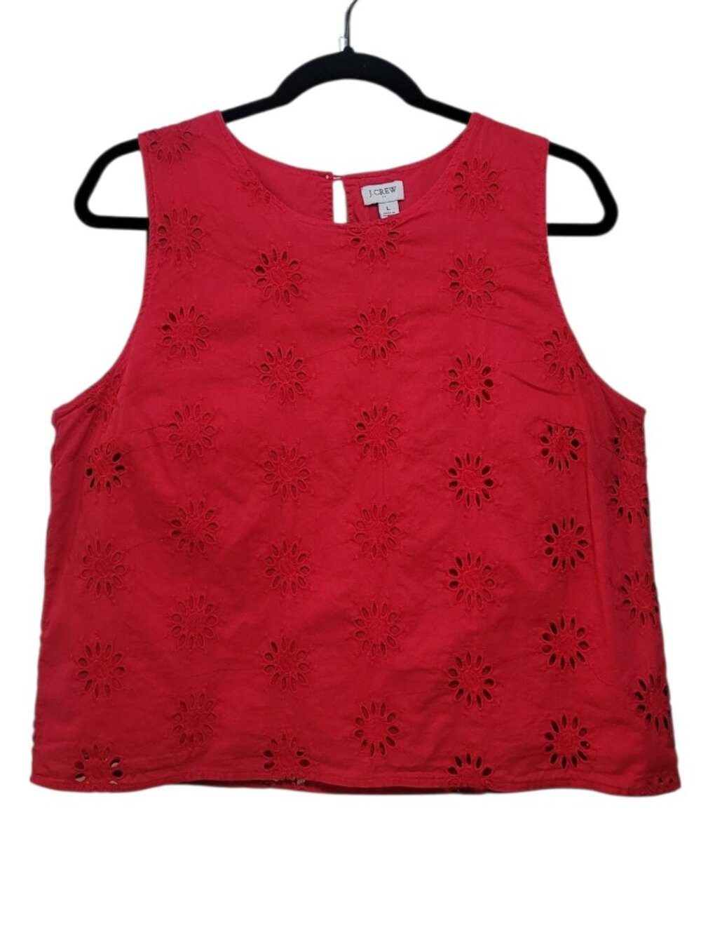J Crew Cotton Eyelet Floral Cuttout Tank Top Blouse Large Coastal Grandma